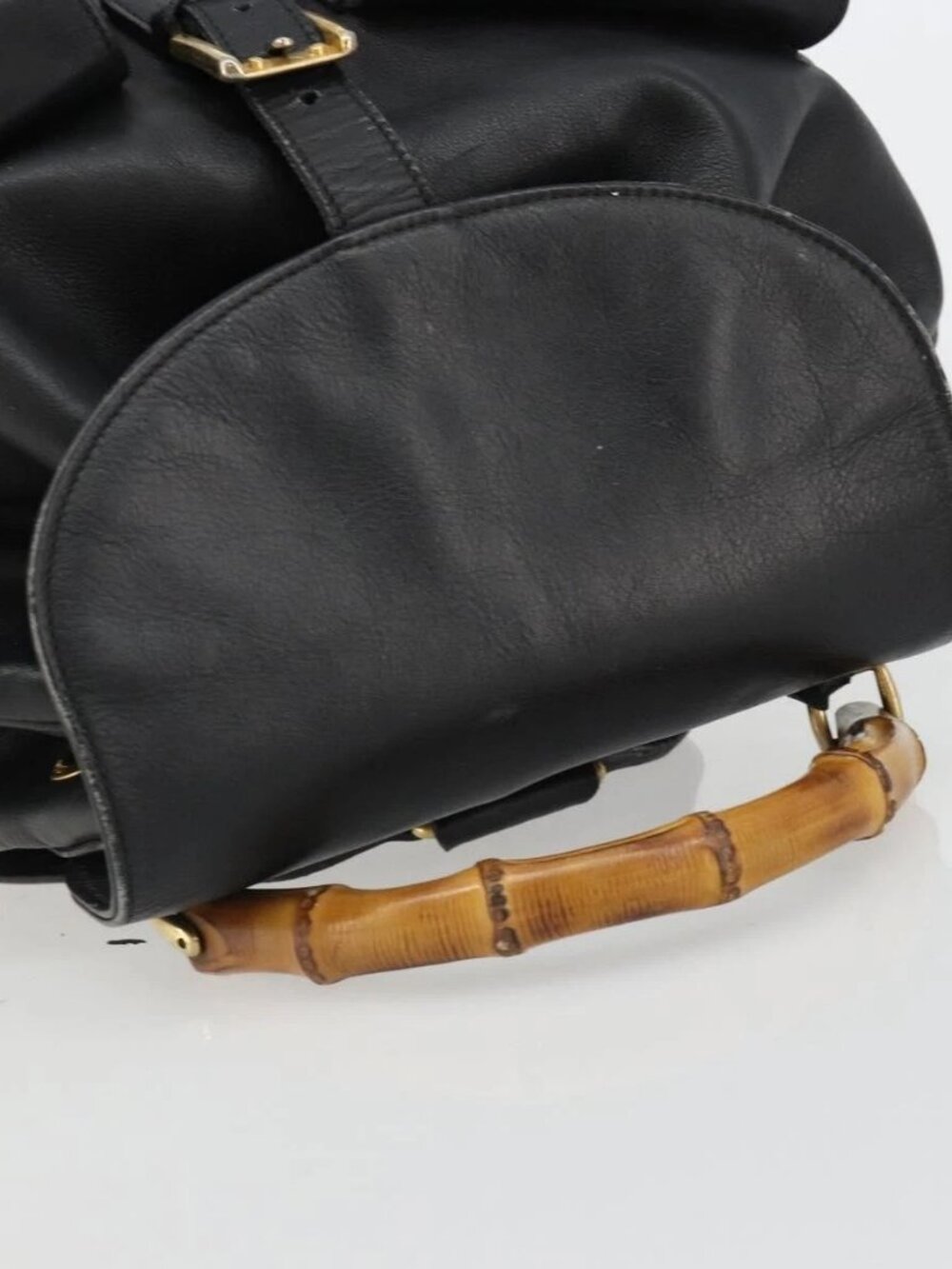 GUCCI Bamboo Backpack Leather Black Gold 003 2058 0016 Auth BA13350 - Picture 6 of 16